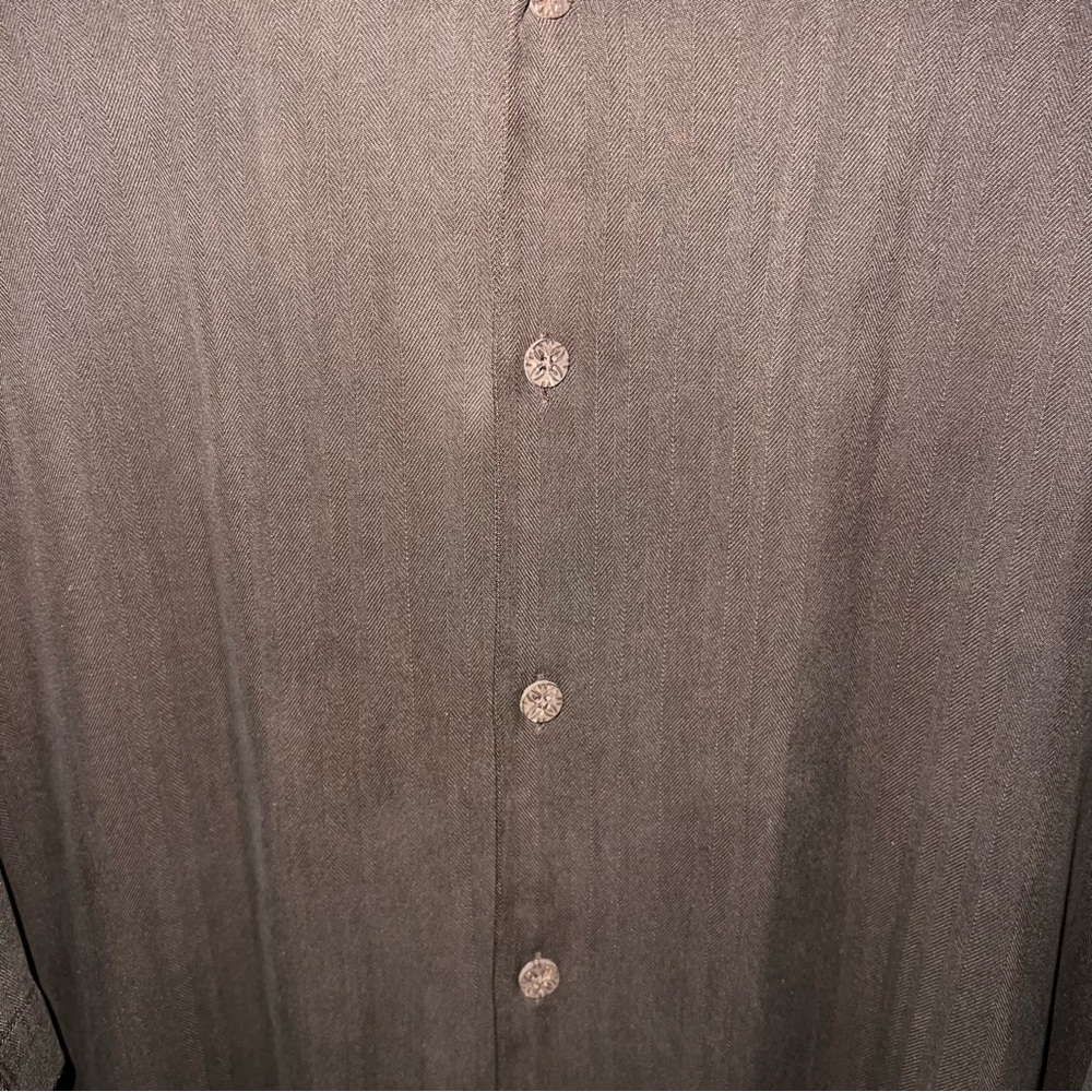 Tommy Bahama “Bar None” Brown Silk Embroidered Shirt | XXL | Button Front - Picture 3 of 9